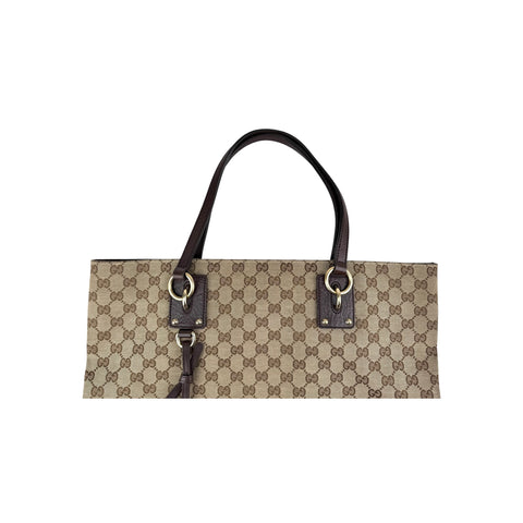 Gucci Beige/Ebony GG Canvas Large Charm Tote Bag
