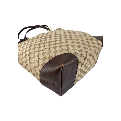 Gucci Beige/Ebony GG Canvas Large Charm Tote Bag