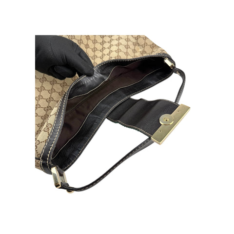 Gucci Beige/Ebony GG Canvas New Web Hobo Bag