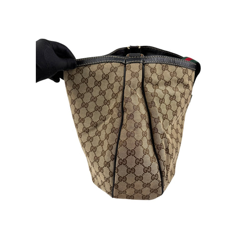 Gucci Beige/Ebony GG Canvas New Web Hobo Bag