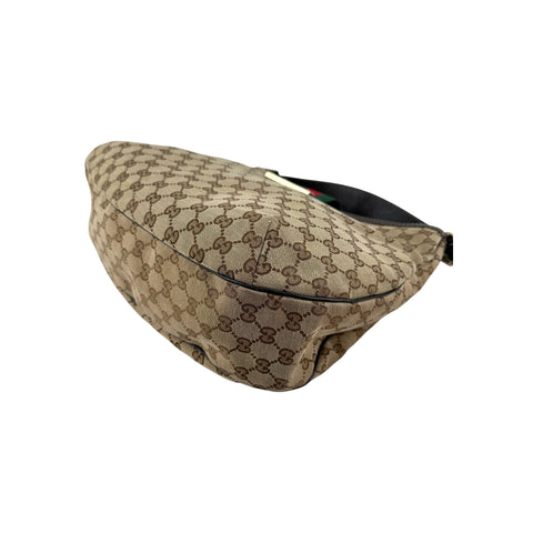 Gucci Beige/Ebony GG Canvas New Web Hobo Bag