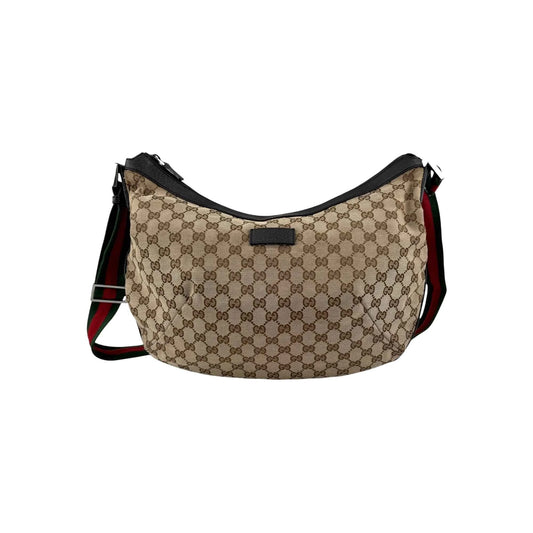 Gucci Beige/Ebony GG Canvas Vintage Web Medium Messenger Bag