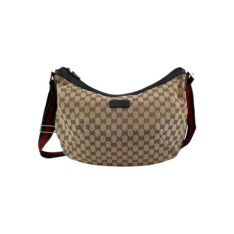 Gucci Beige/Ebony GG Canvas Vintage Web Medium Messenger Bag