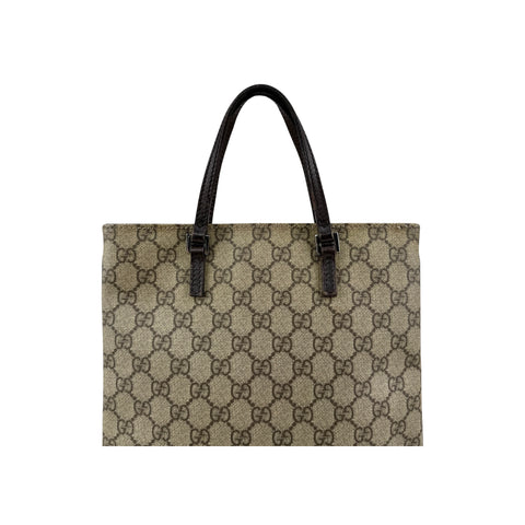 Gucci Beige/Ebony GG Coated Canvas Flat Small Tote Bag