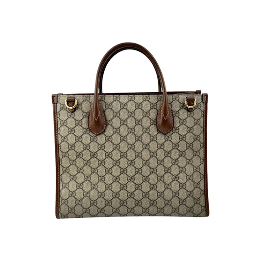 Gucci Beige/Ebony GG Supreme Canvas and Leather GG Small Tote Bag