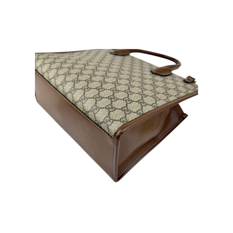 Gucci Beige/Ebony GG Supreme Canvas and Leather GG Small Tote Bag