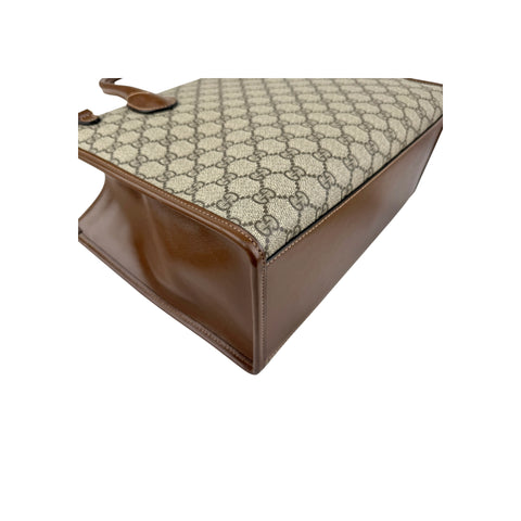 Gucci Beige/Ebony GG Supreme Canvas and Leather GG Small Tote Bag