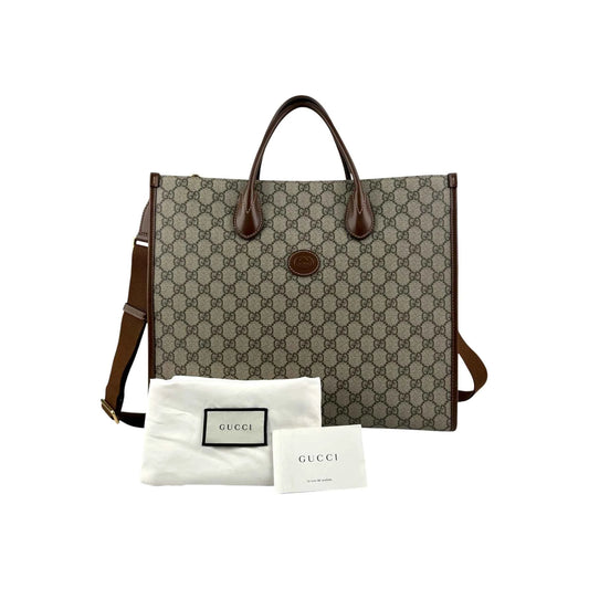 Gucci Beige/Ebony GG Supreme Canvas and Leather GG Tote Bag