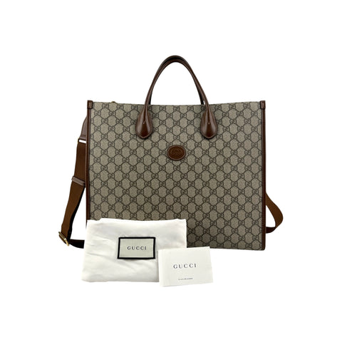 Gucci Beige/Ebony GG Supreme Canvas and Leather GG Tote Bag