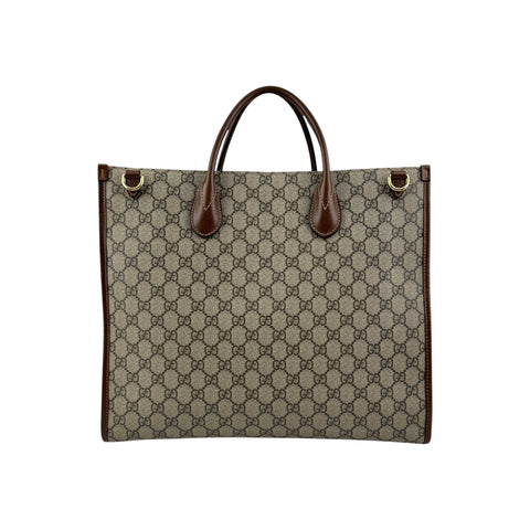 Gucci Beige/Ebony GG Supreme Canvas and Leather GG Tote Bag