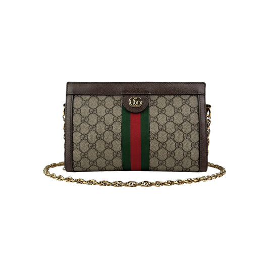 Gucci Beige/Ebony Supreme GG Coated Canvas Vintage Web Ophidia Shoulder Bag