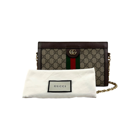 Gucci Beige/Ebony Supreme GG Coated Canvas Vintage Web Ophidia Shoulder Bag