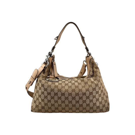 Gucci Beige GG Canvas Icon Bit Medium Hobo Bag