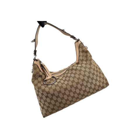 Gucci Beige GG Canvas Icon Bit Medium Hobo Bag