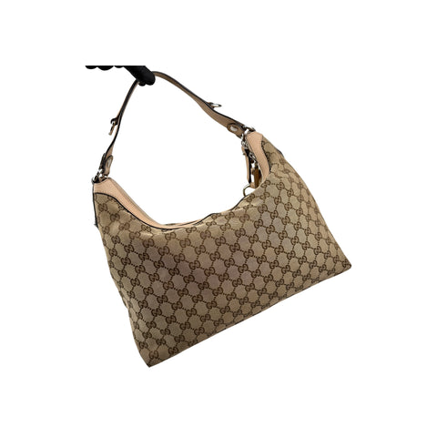 Gucci Beige GG Canvas Icon Bit Medium Hobo Bag