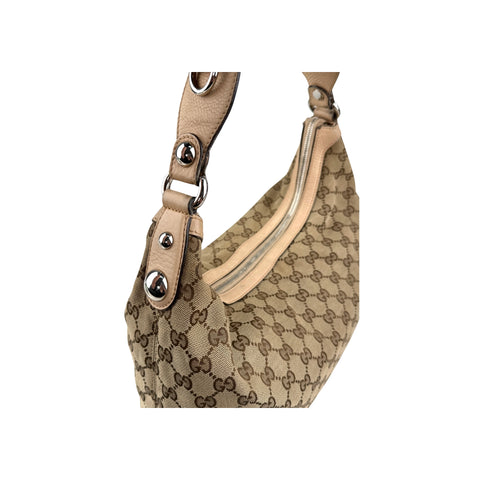Gucci Beige GG Canvas Icon Bit Medium Hobo Bag