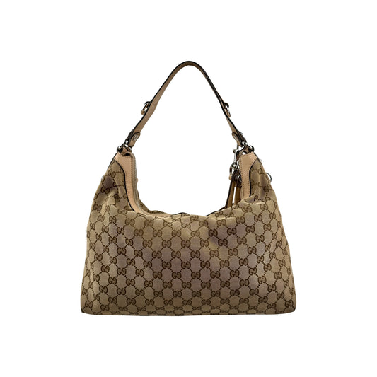 Gucci Beige GG Canvas Icon Bit Medium Hobo Bag