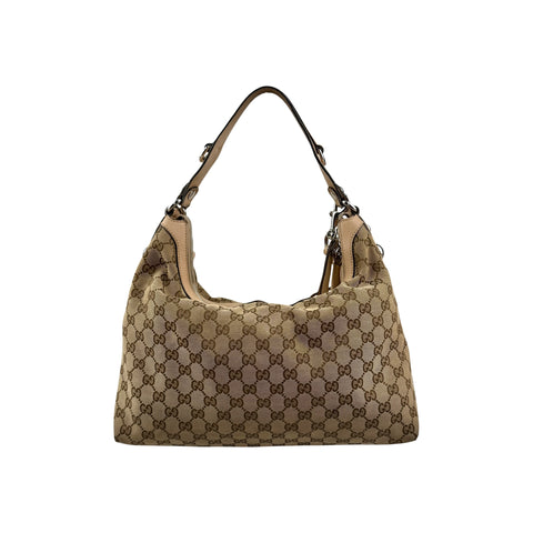 Gucci Beige GG Canvas Icon Bit Medium Hobo Bag