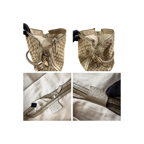 Gucci Beige/Gold GG Canvas Medium Bella Hobo Bag