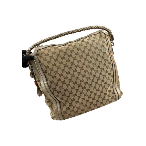 Gucci Beige/Gold GG Canvas Medium Bella Hobo Bag