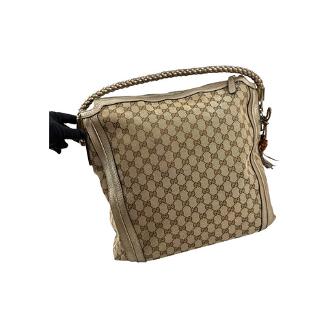 Gucci Beige/Gold GG Canvas Medium Bella Hobo Bag