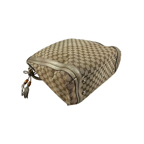 Gucci Beige/Gold GG Canvas Medium Bella Hobo Bag