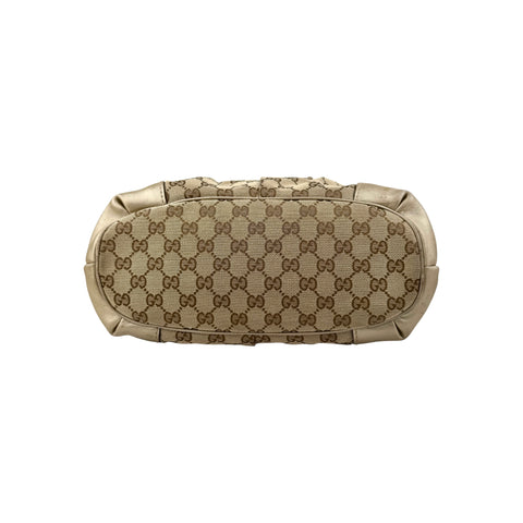 Gucci Beige Gold GG Canvas Sukey Top Handle Bag