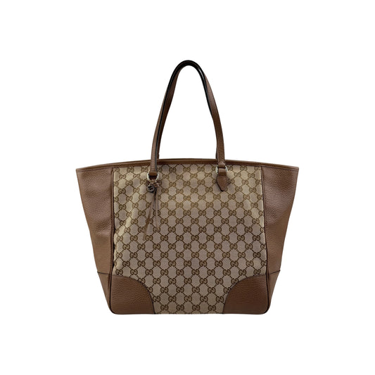 Gucci Beige/Hazel GG Canvas and Leather Bree Tote Bag
