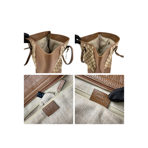 Gucci Beige/Hazel GG Canvas and Leather Bree Tote Bag