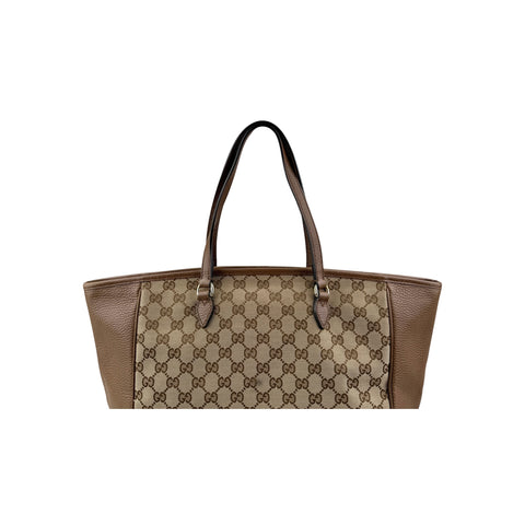 Gucci Beige/Hazel GG Canvas and Leather Bree Tote Bag