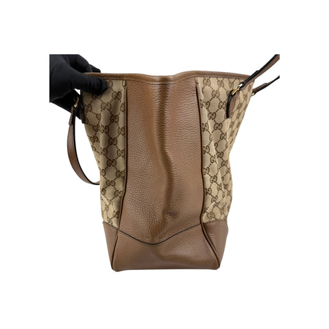 Gucci Beige/Hazel GG Canvas and Leather Bree Tote Bag