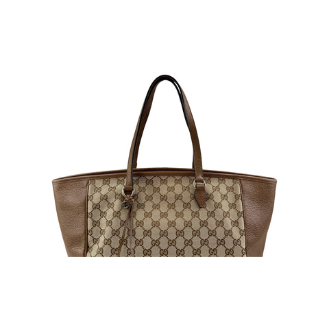 Gucci Beige/Hazel GG Canvas and Leather Bree Tote Bag