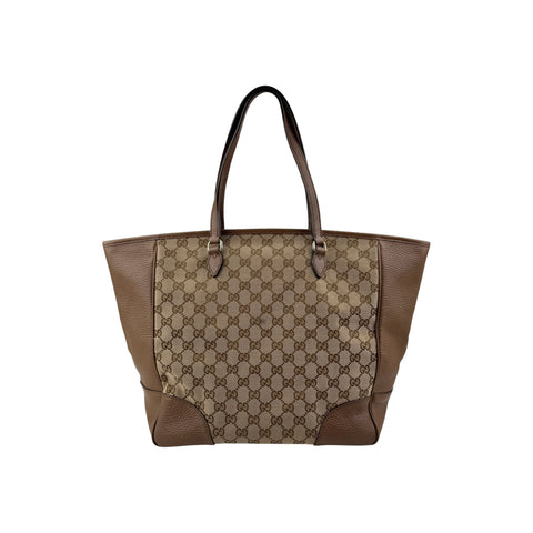 Gucci Beige/Hazel GG Canvas and Leather Bree Tote Bag