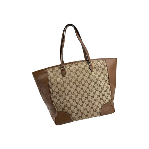 Gucci Beige/Hazel GG Canvas and Leather Bree Tote Bag