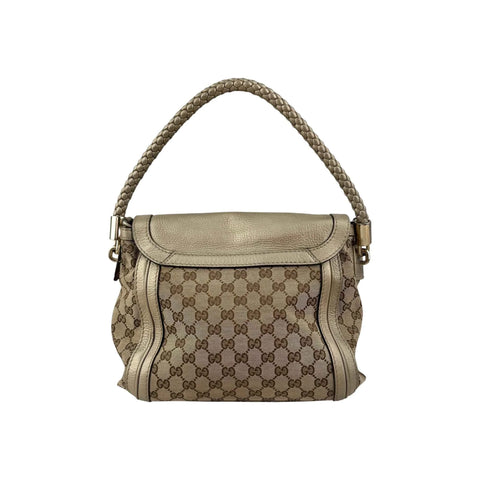 Gucci Beige/Metallic GG Canvas and Leather Medium Bella Shoulder Bag