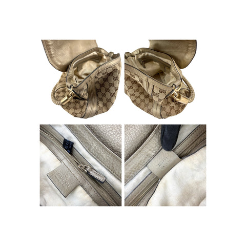 Gucci Beige/Metallic GG Canvas and Leather Medium Bella Shoulder Bag