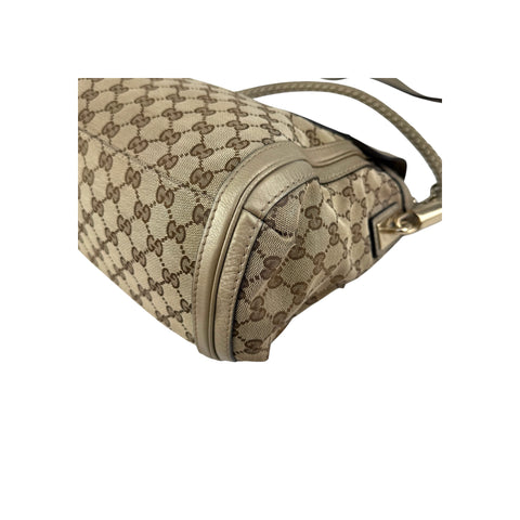 Gucci Beige/Metallic GG Canvas and Leather Medium Bella Shoulder Bag