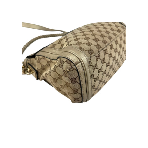 Gucci Beige/Metallic GG Canvas and Leather Medium Bella Shoulder Bag