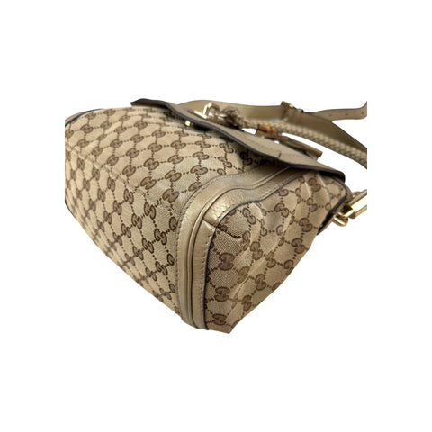 Gucci Beige/Metallic GG Canvas and Leather Medium Bella Shoulder Bag