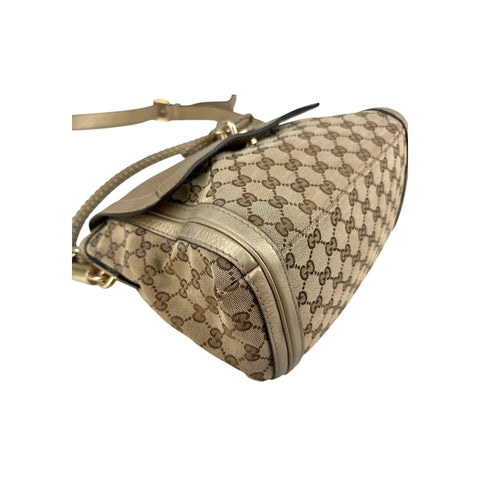 Gucci Beige/Metallic GG Canvas and Leather Medium Bella Shoulder Bag