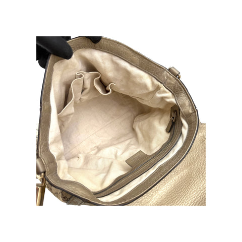 Gucci Beige/Metallic GG Canvas and Leather Medium Bella Shoulder Bag