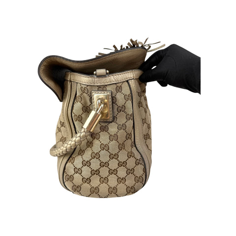 Gucci Beige/Metallic GG Canvas and Leather Medium Bella Shoulder Bag