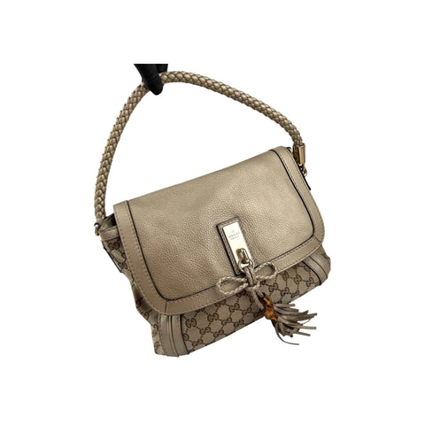 Gucci Beige/Metallic GG Canvas and Leather Medium Bella Shoulder Bag