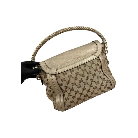 Gucci Beige/Metallic GG Canvas and Leather Medium Bella Shoulder Bag