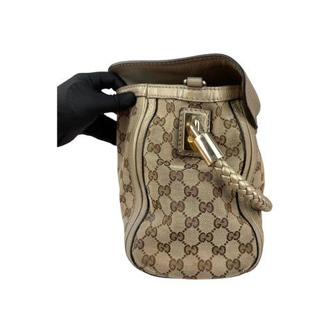 Gucci Beige/Metallic GG Canvas and Leather Medium Bella Shoulder Bag