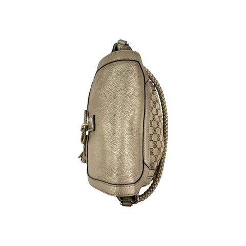 Gucci Beige/Metallic GG Canvas and Leather Medium Bella Shoulder Bag