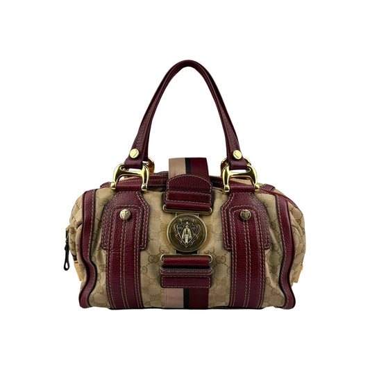 Gucci Beige/Red GG Canvas Aviatrix Medium Boston Bag