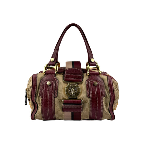 Gucci Beige/Red GG Canvas Aviatrix Medium Boston Bag