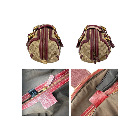 Gucci Beige/Red GG Canvas Aviatrix Medium Boston Bag