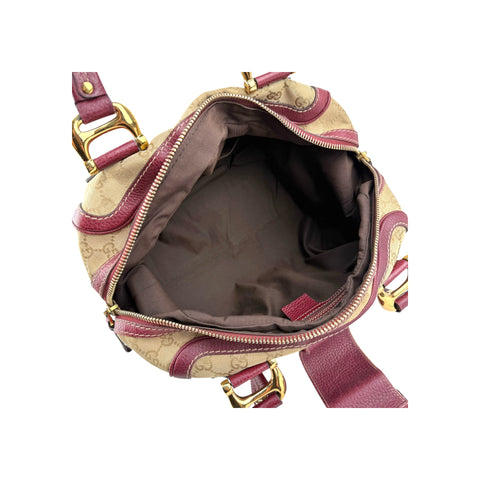 Gucci Beige/Red GG Canvas Aviatrix Medium Boston Bag